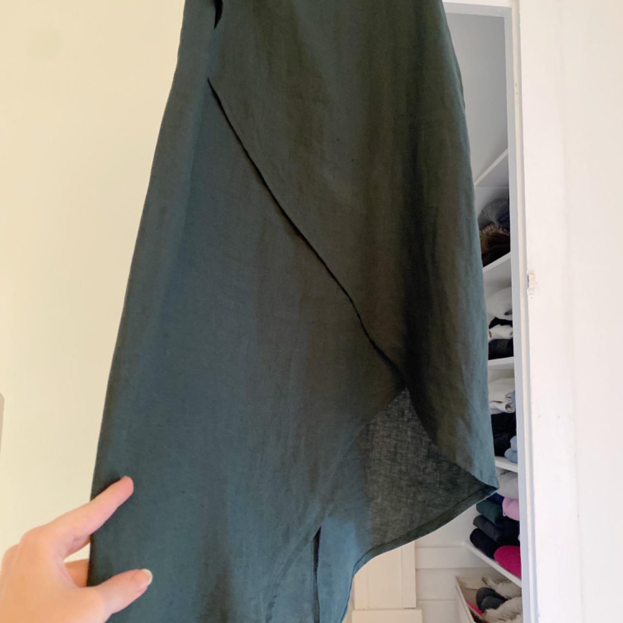 SIR The Label Rosa Linen Asymmetric Midi Dress in Forest Size 1