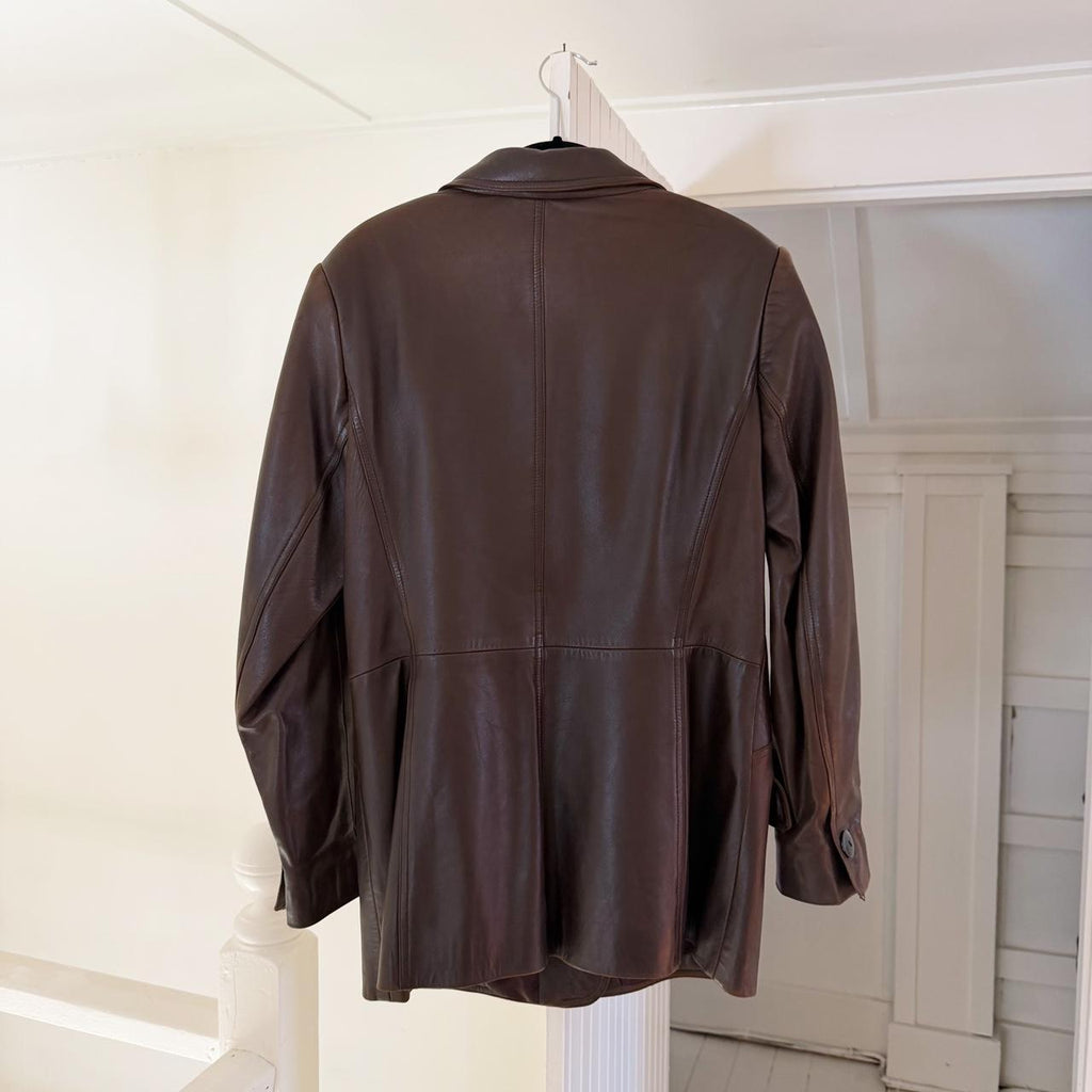 Laurèl by Escada Vintage Y2K Leather Blazer Jacket Size 40