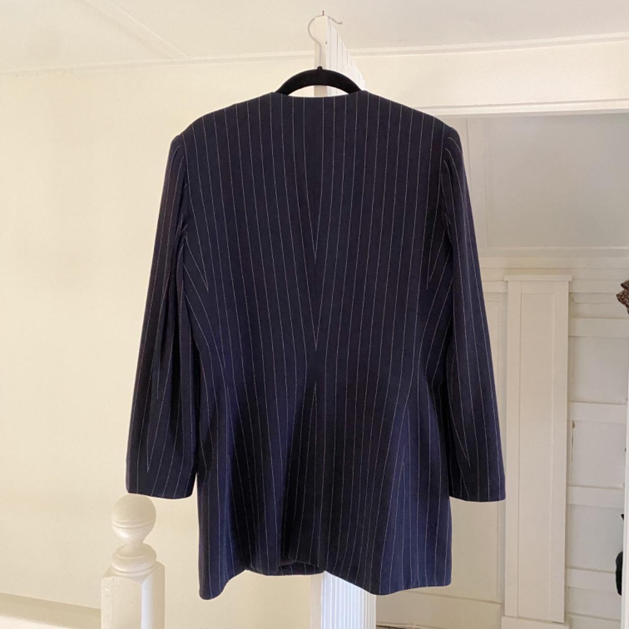 The Works Saks Fifth Avenue Vintage 80s Collarless Pinstripe Blazer Size 4