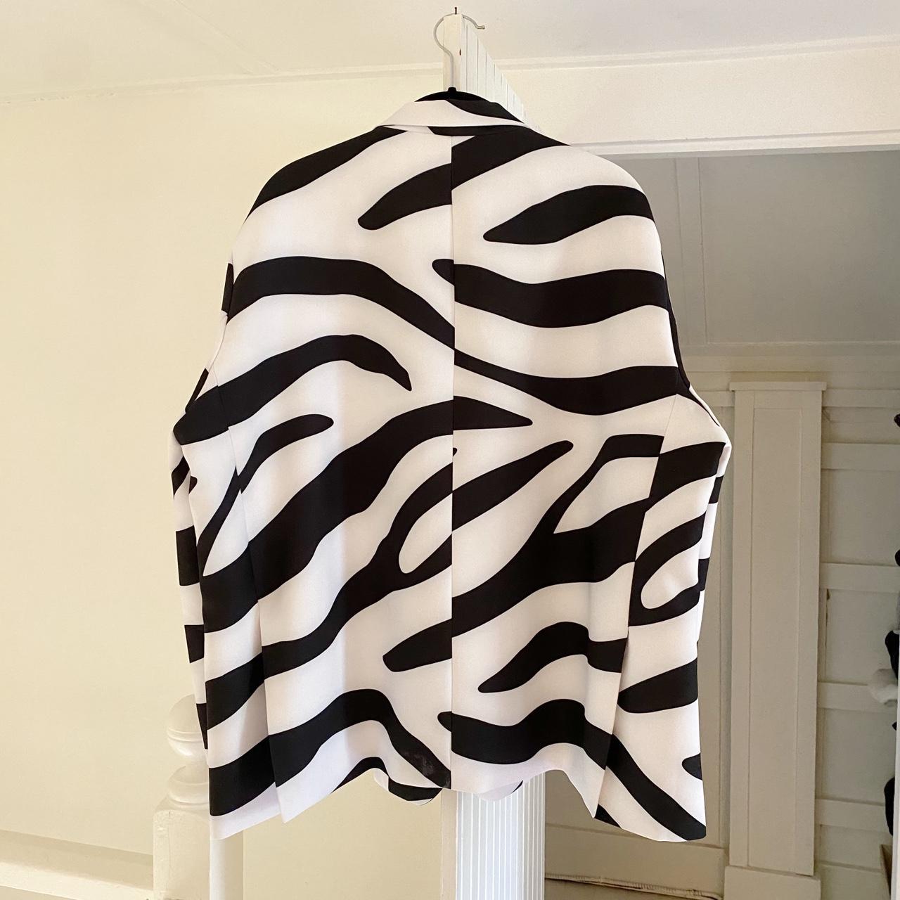 Zeffon Raphael Oversized Zebra Blazer in Black & White NWT Size 1