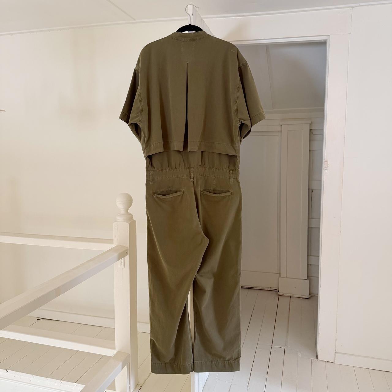 Frame Denim Le Tomboy Cotton Twill Jumpsuit in Washed Moss Size M