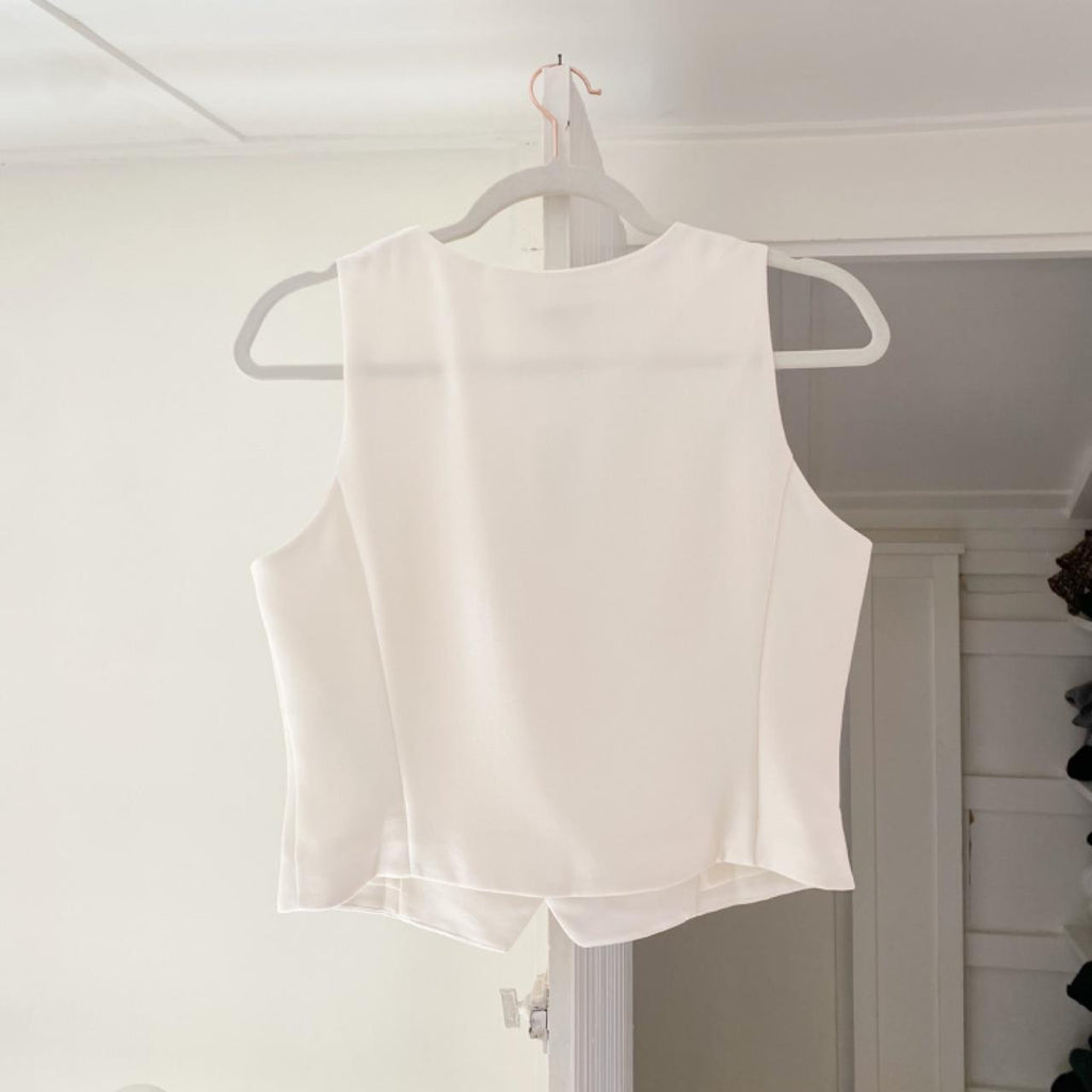 J. Crew Slim-Fit Tuxedo Vest in Ivory City Crepe NWT Size 2