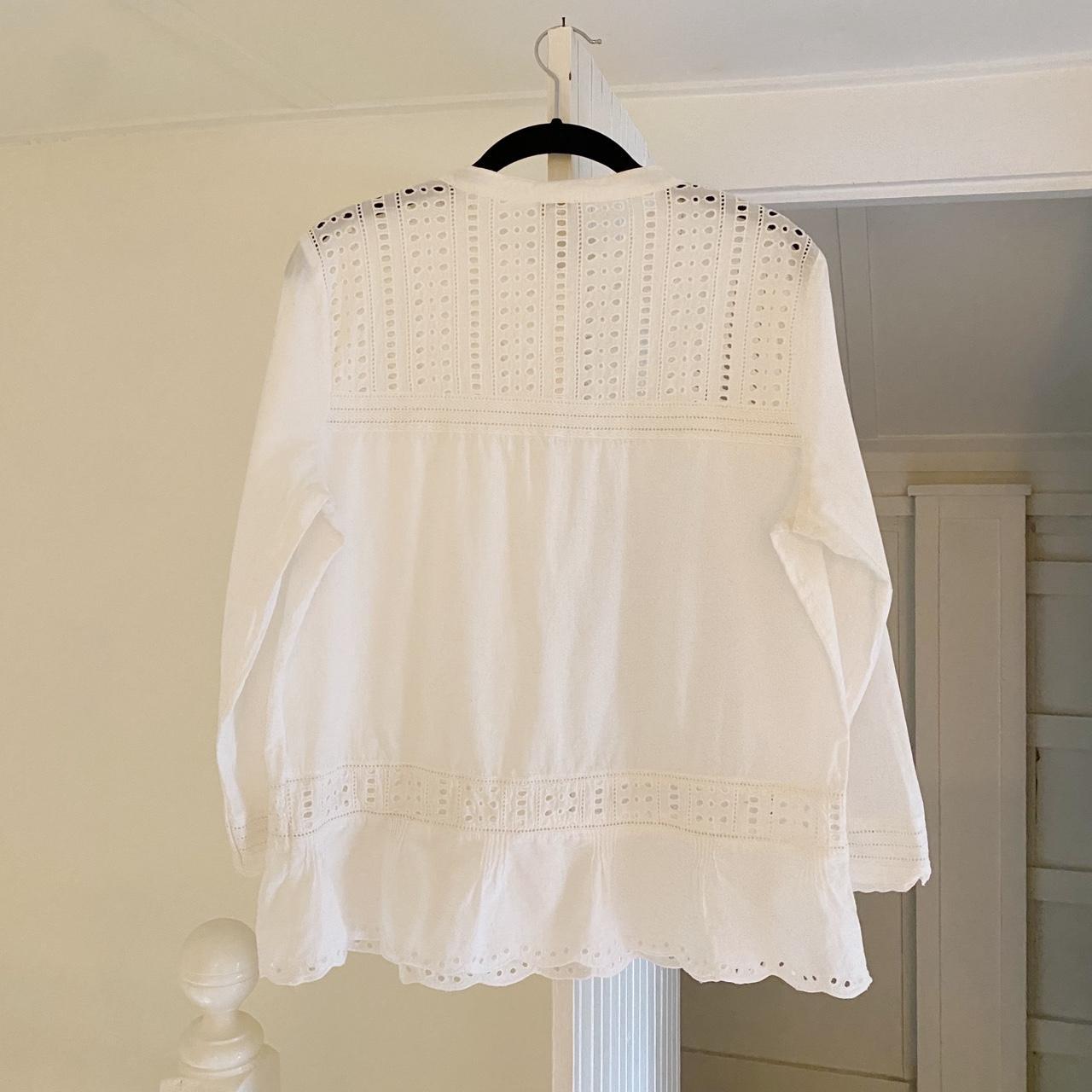 J. Crew Long Sleeve Eyelet Popover Shirt Size 8