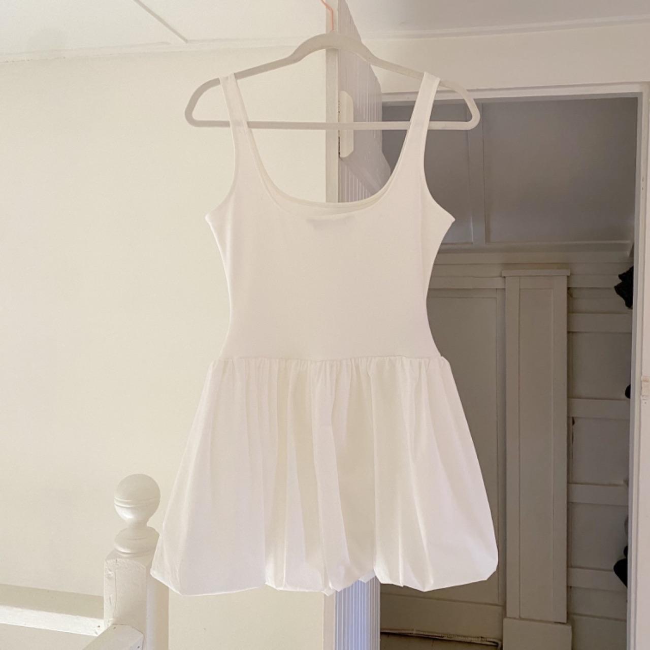 MNG Mango Cotton Bubble Skirt Mini Dress in Natural White Size 2