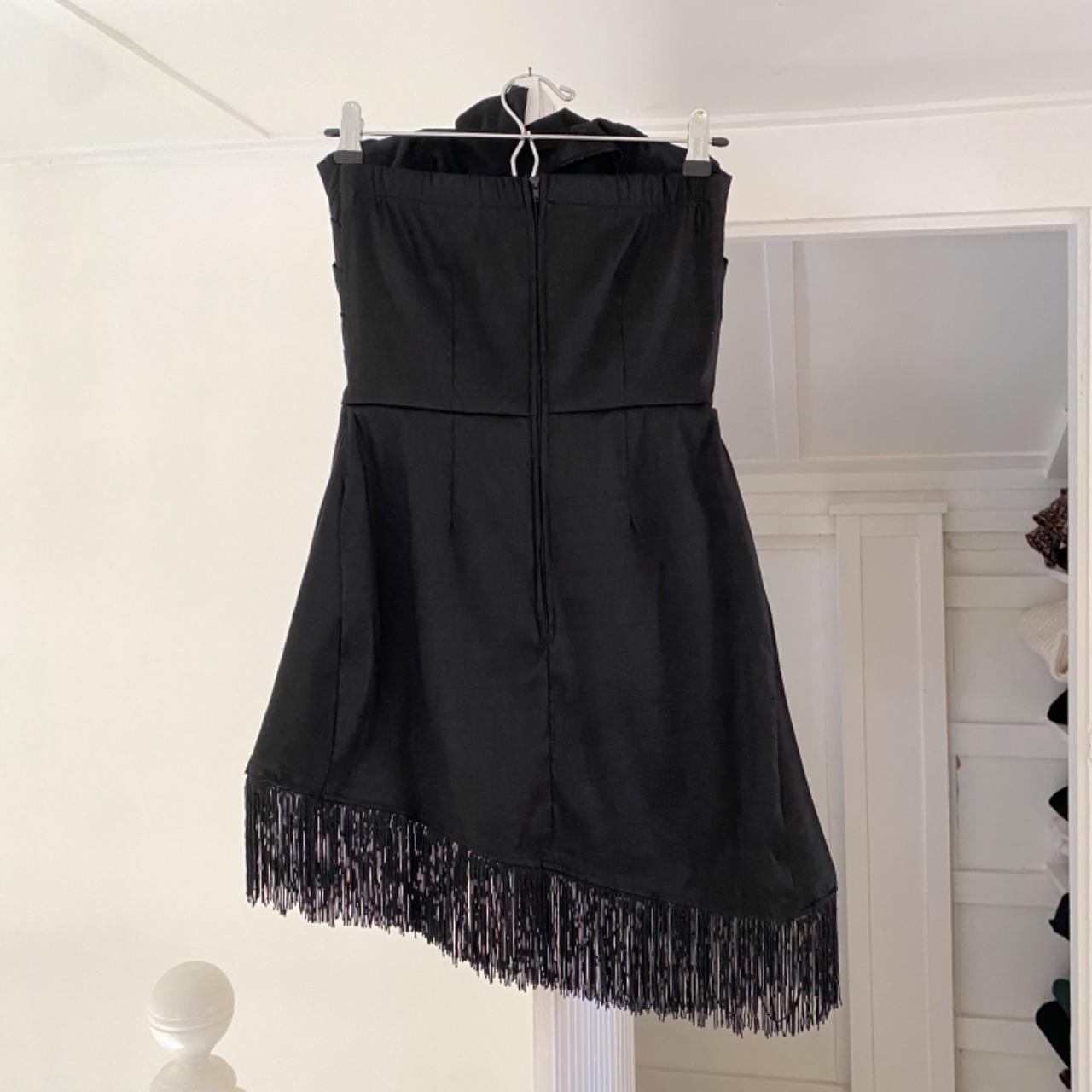 Alyn Paige Vintage Y2K Asymmetric Fringe Hem Strapless Mini Dress Size 5/6