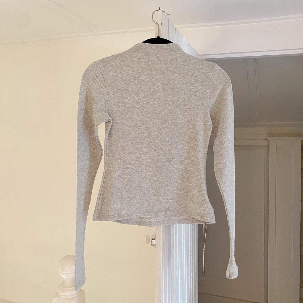 Skims Cotton Jersey Turtleneck Top in Light Heather Grey NWT Size S