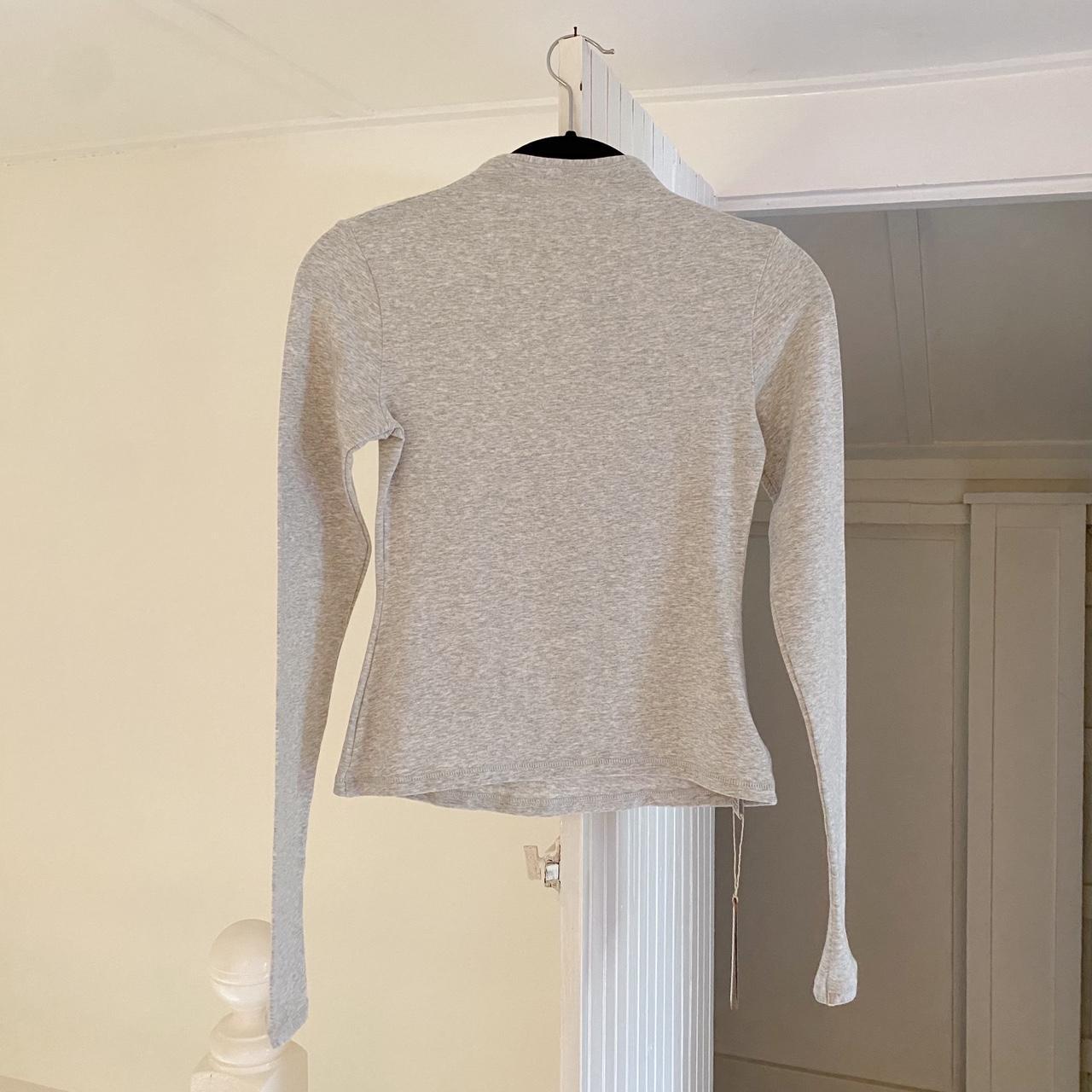 Skims Cotton Jersey Turtleneck Top in Light Heather Grey NWT Size S