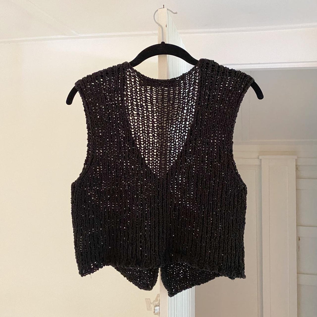 TheOpen Product Open Front Knit Top in Black Size 1