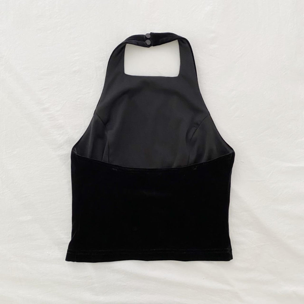 Be Smart Vintage Y2K Velvet High Neck Halter Top Size 5/6