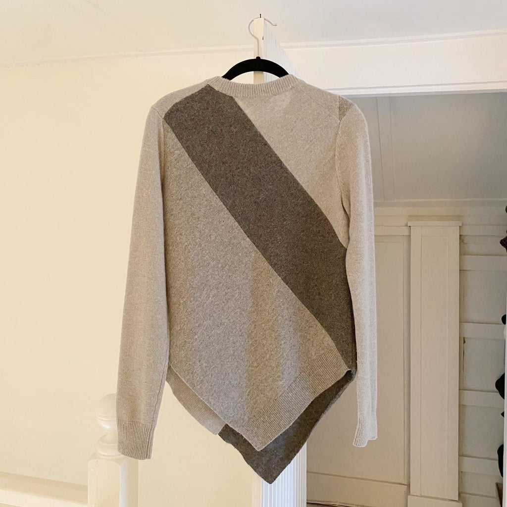 Proenza Schouler Paneled Wool Cashmere Asymmetric Buttoned Sweater Size S