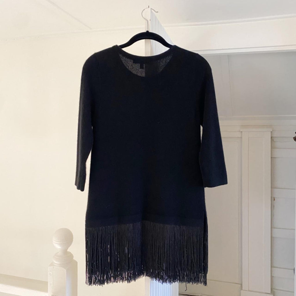 Neiman Marcus Cashmere Fringe Hem Tunic Sweater Size XS