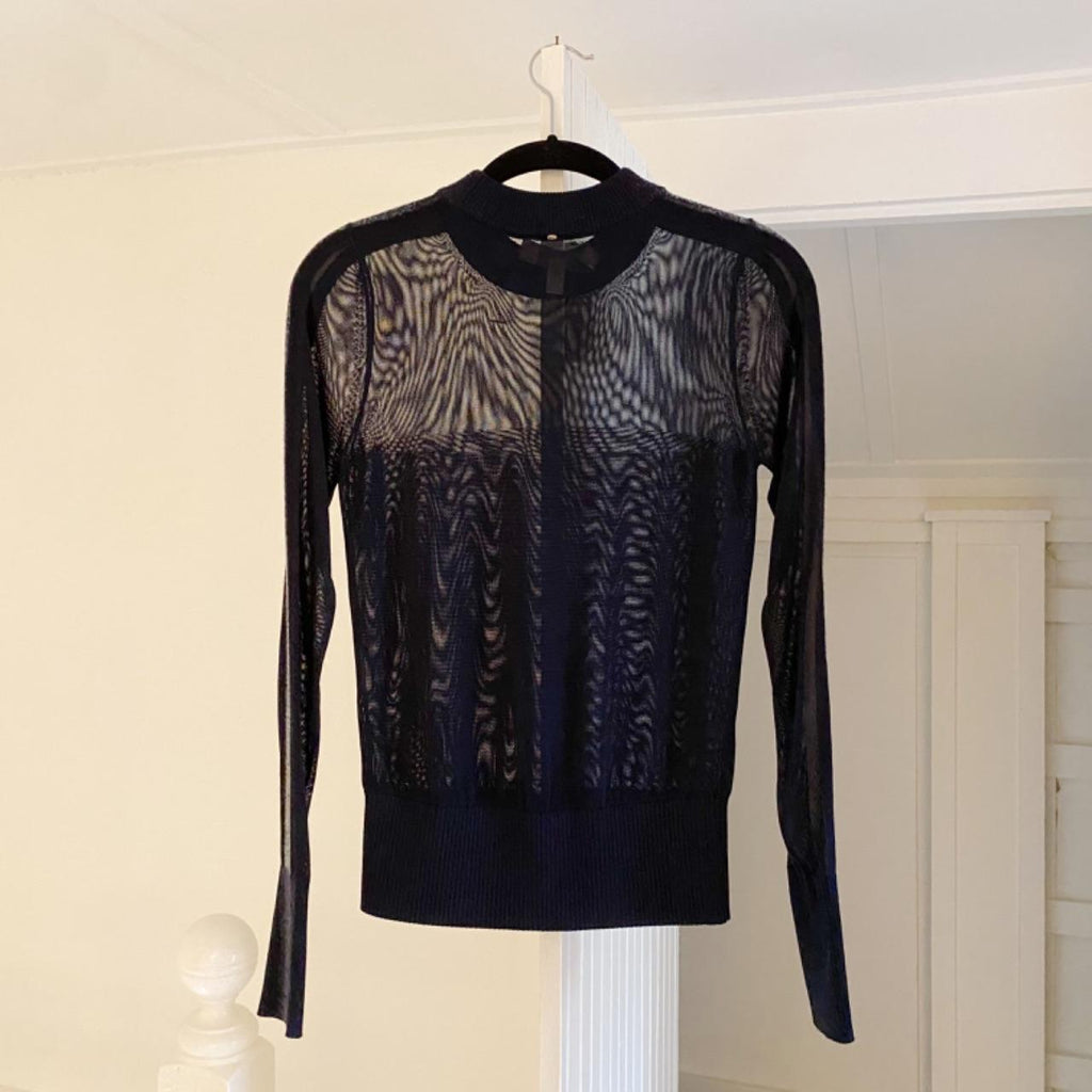 Sportmax Sheer Mesh Mock Neck Top Size XS