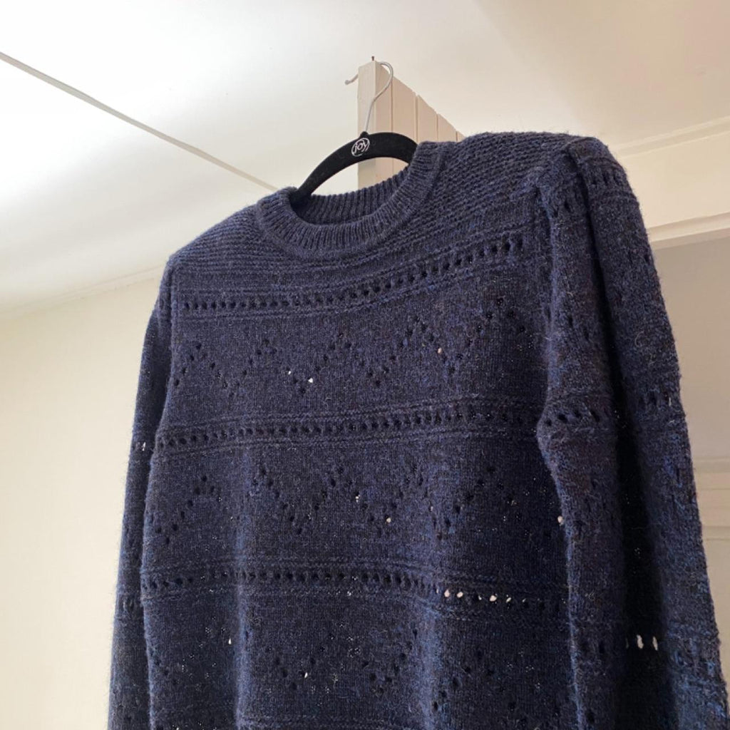 Isabel Marant Étoile Norma Wool Eyelet Sweater in Midnight Size 36