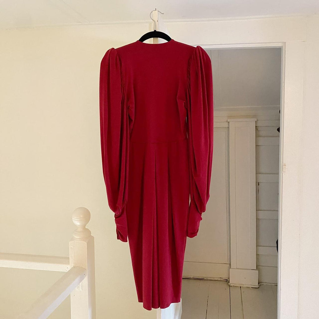 Butter By Nadia / Nadia Tarr Pleated Puff Sleeve Midi Dress NWT One Size