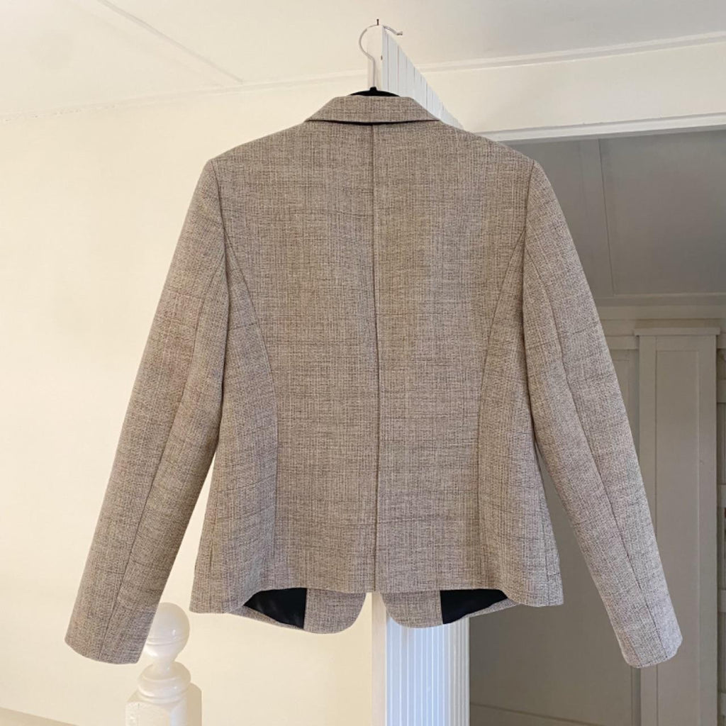 Calvin Klein Collection Wool Herringbone Blazer Jacket Grey Size 6/42