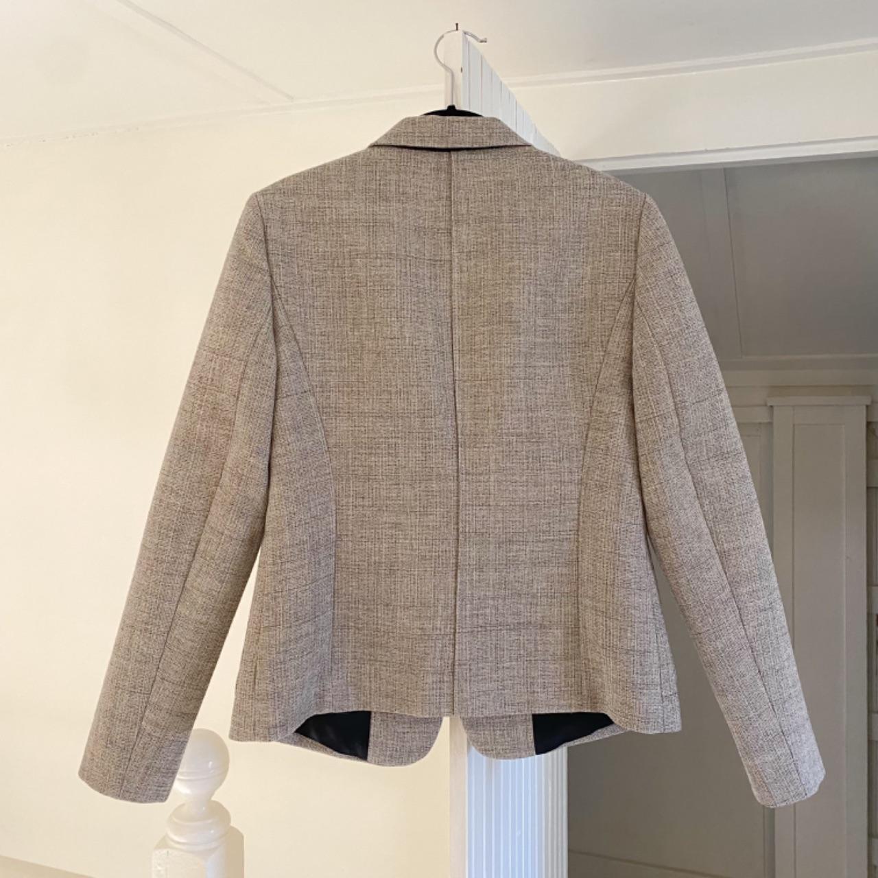 Calvin Klein Collection Wool Herringbone Blazer Jacket Grey Size 6/42