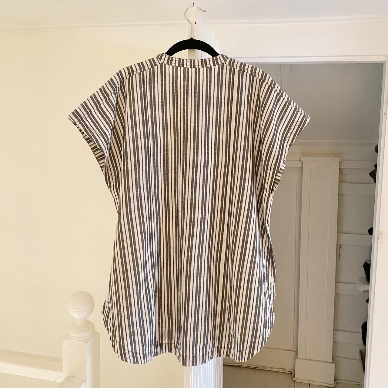Apiece Apart Pia Cotton Linen Tunic Shirt in Espana Stripe Size L