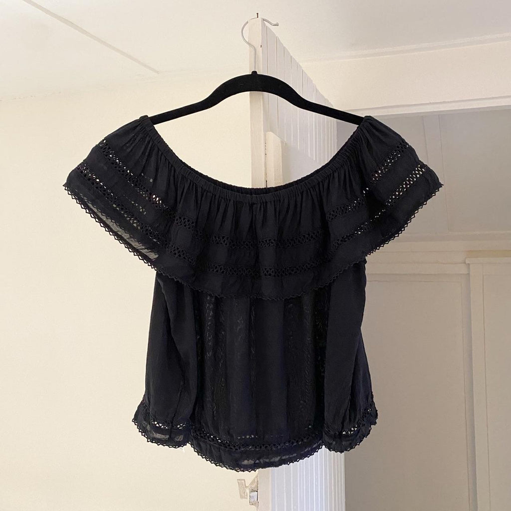 Wilfred / Aritzia Hollande Off Shoulder Eyelet Blouse Size XS