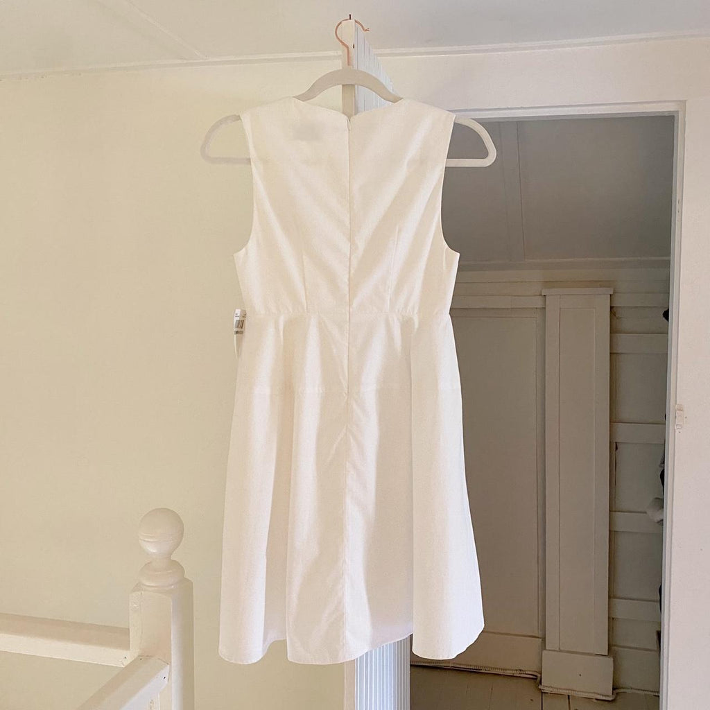 Matthew Bruch Apron Tie Babydoll Mini Dress White Poplin NWT Size 1
