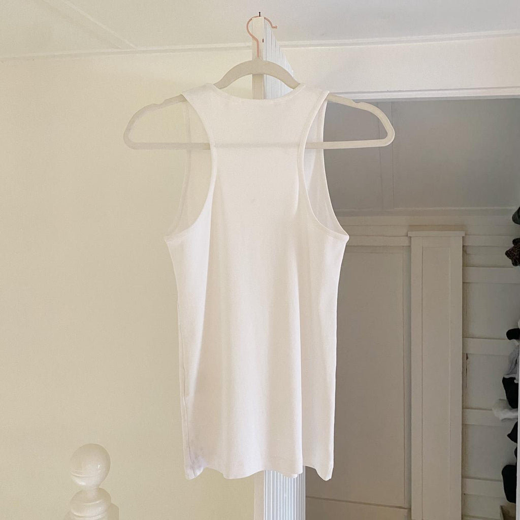 Helmut Lang Stacked Logo Tank Top in Chalk White Size S