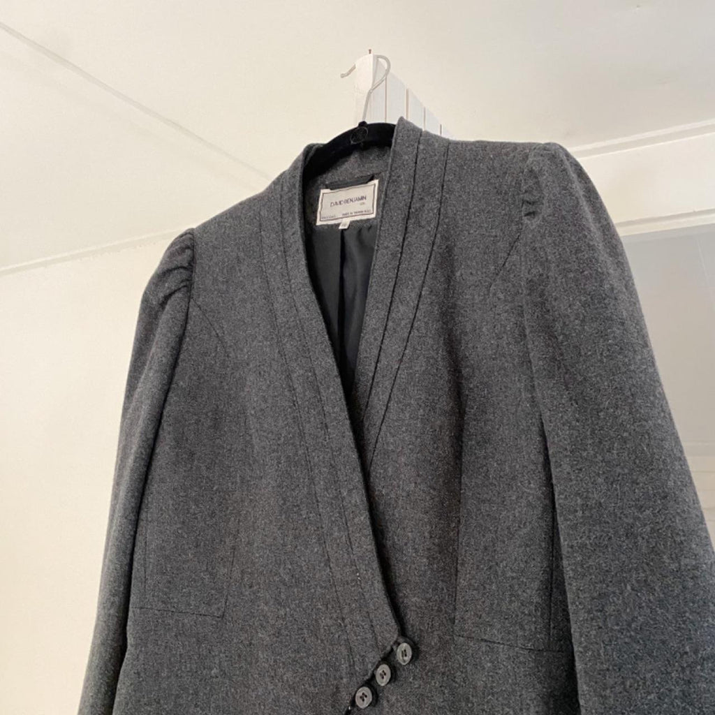 David Benjamin Vintage 80s Wool Asymmetric Cross Front Blazer Size 11/12