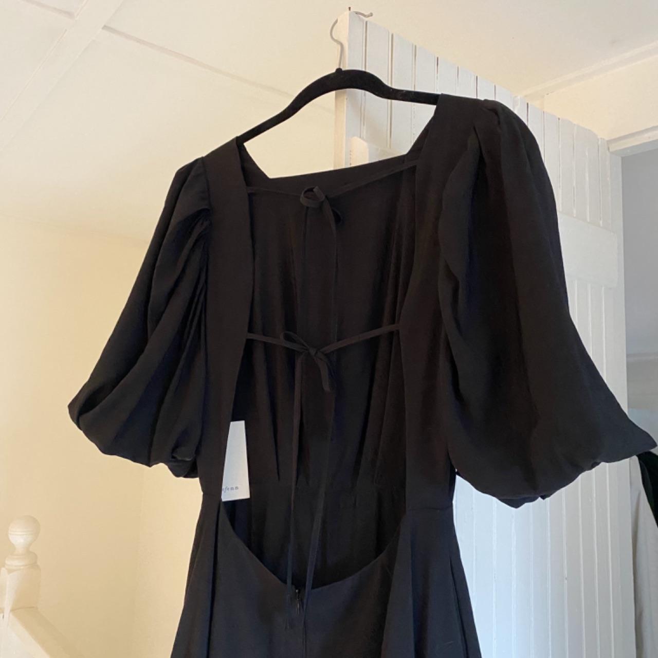 The Femm Violet Open Back Puff Sleeve Mini Dress in Black NWT Size S