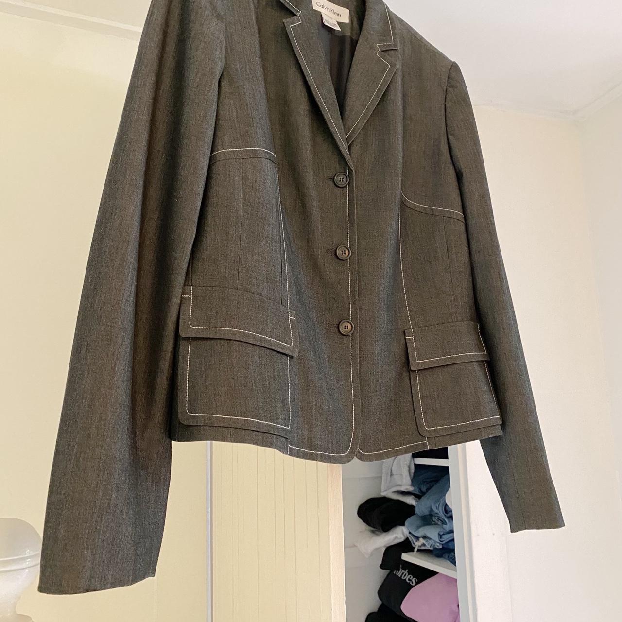 Calvin Klein Vintage 90s Contrast Stitch Blazer Jacket Size M