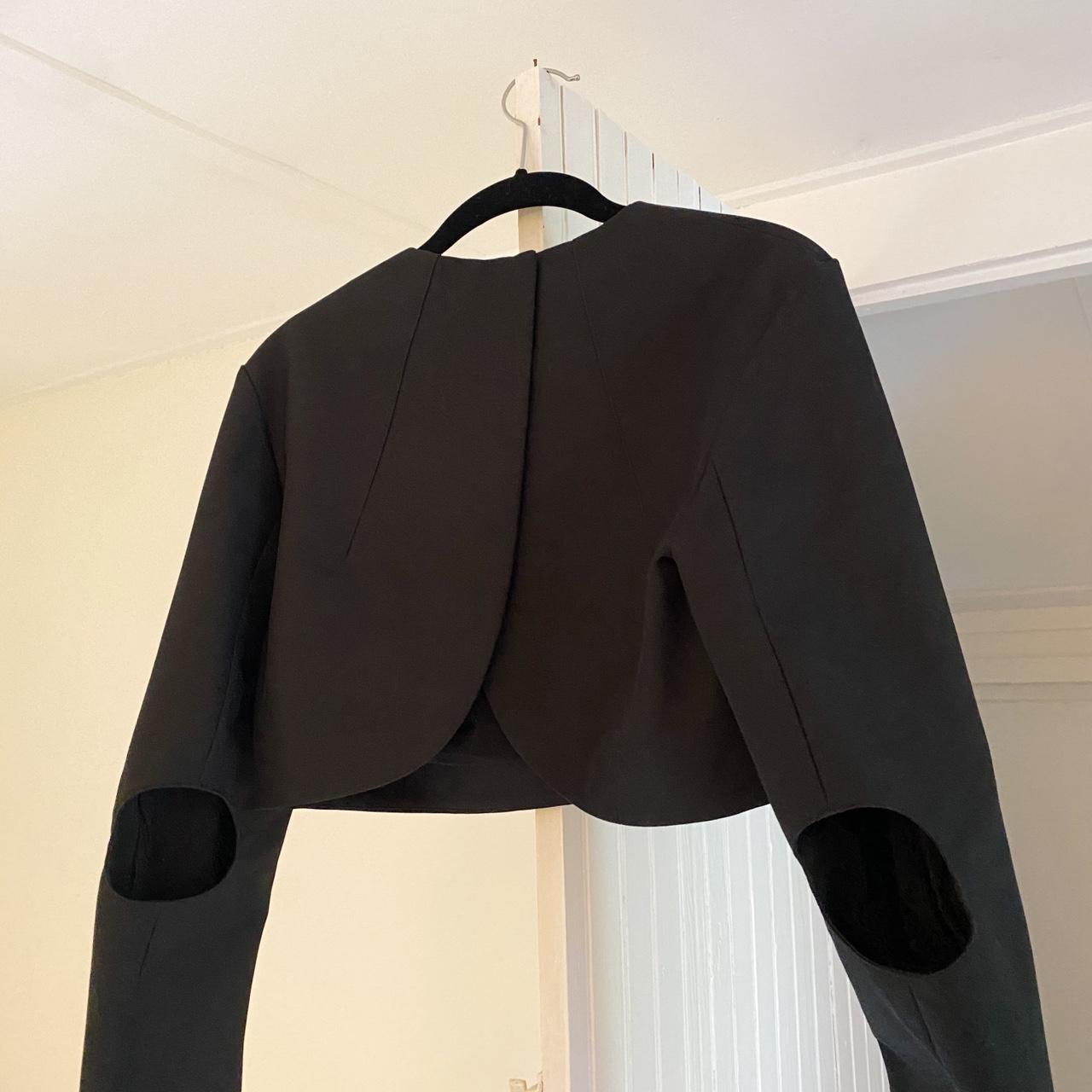 Tibi Sculpted Cotton Cropped Long Sleeve Top in Black NWT Size 6