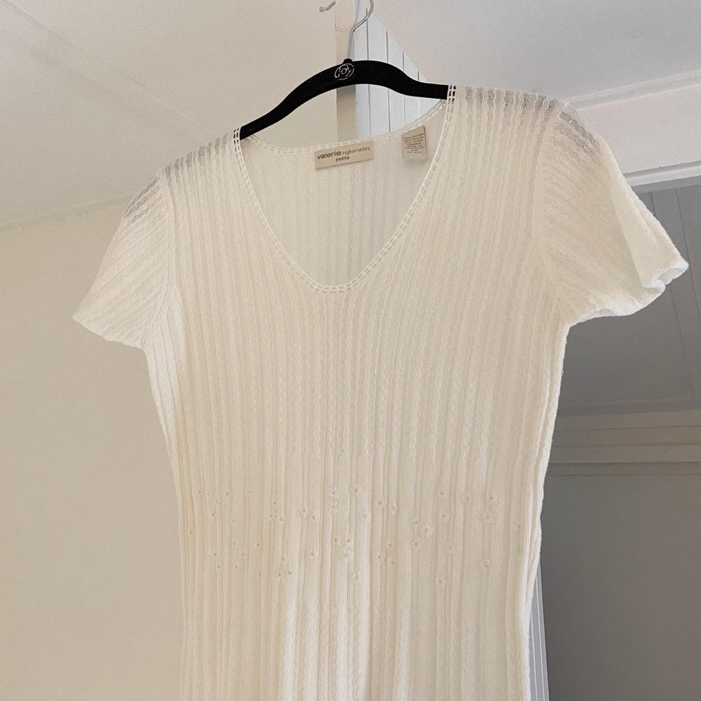 Valerie Separates Vintage Y2K Pointelle Knit Top Size PS