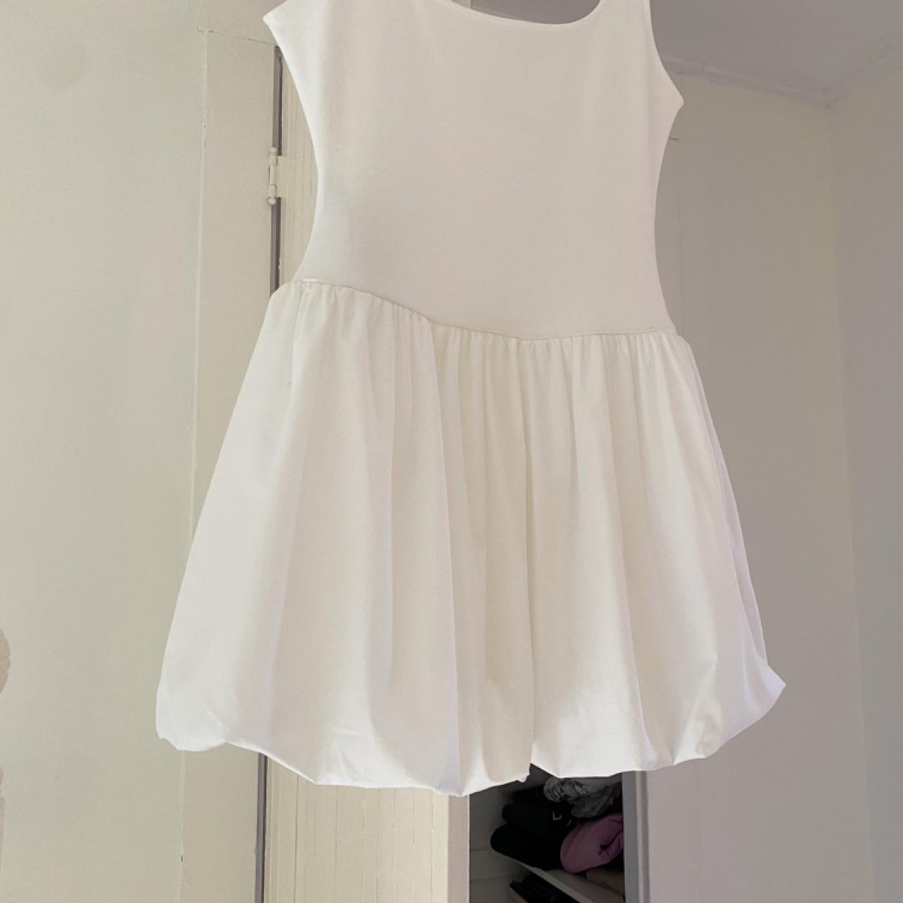 MNG Mango Cotton Bubble Skirt Mini Dress in Natural White Size 2