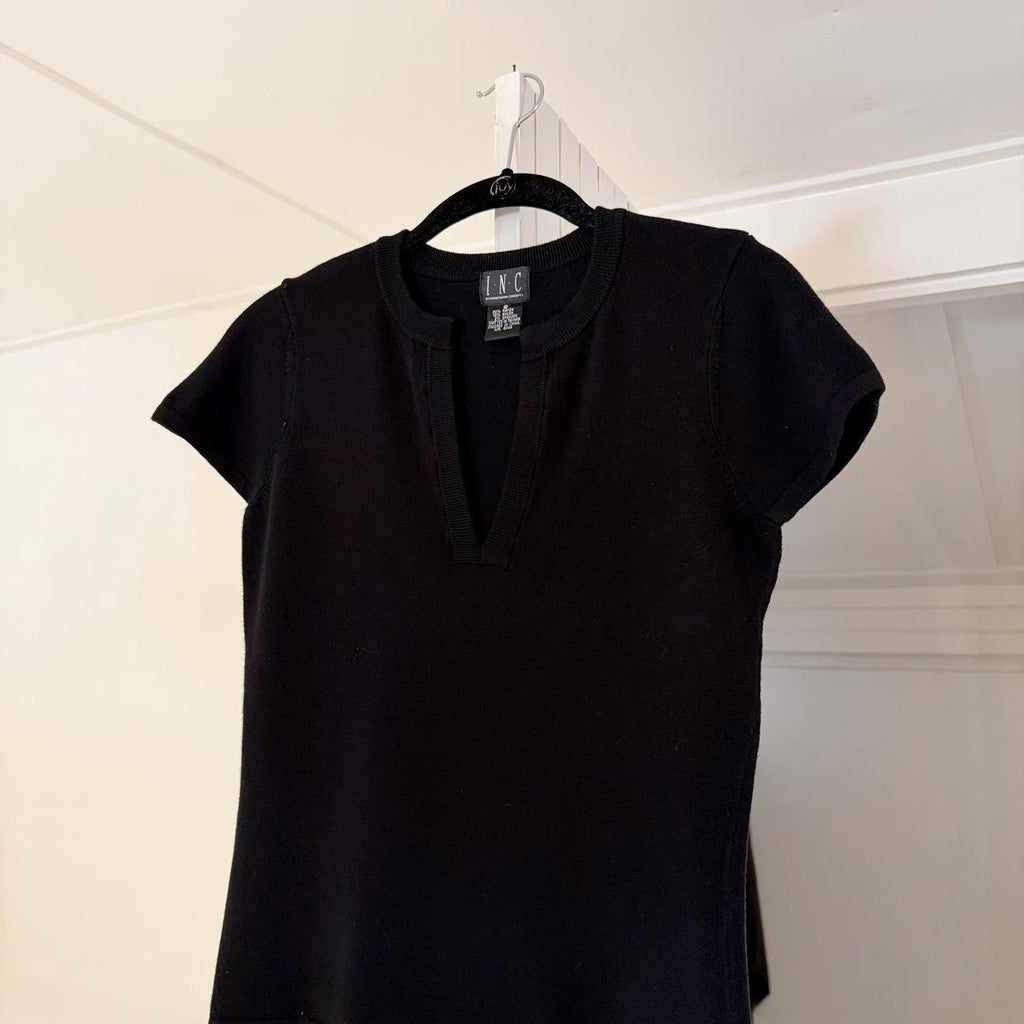INC International Concepts Vintage Y2K Knit Split Neck Top Size S