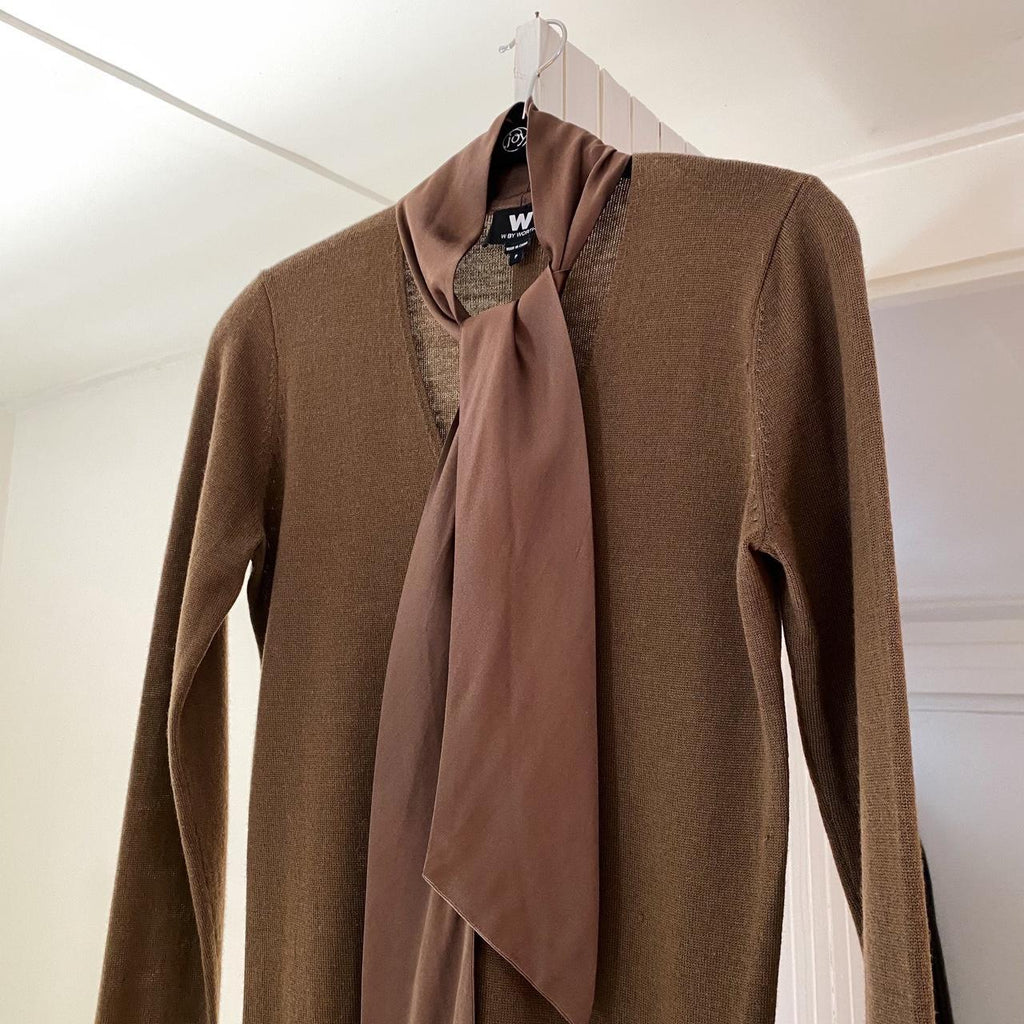 W by Worth Silk Tie Neck Wool Sweater Size P