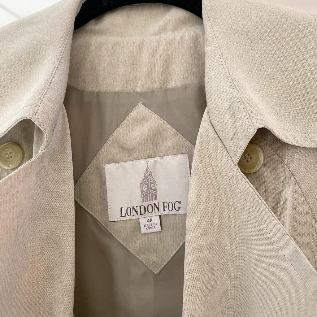 London Fog Vintage 90s Double Breasted Trench Coat Size 4P