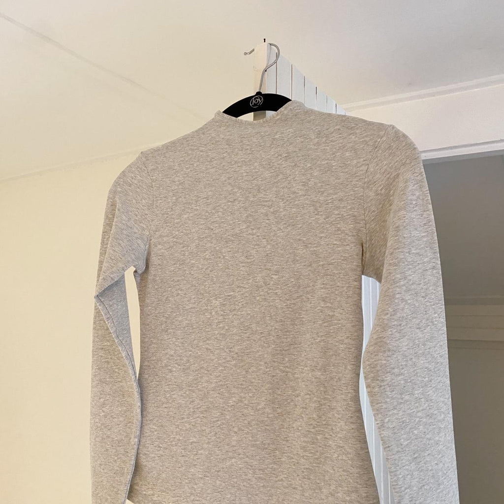 Skims Cotton Jersey Turtleneck Top in Light Heather Grey NWT Size S