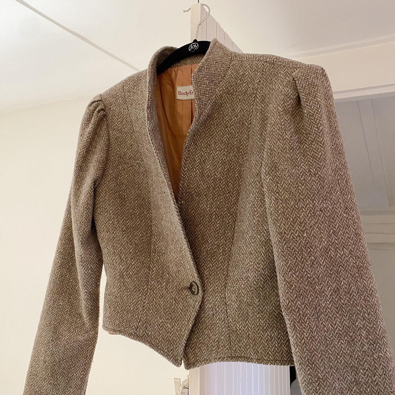 Body English Vintage 80s Wool Herringbone Blazer Jacket Size 9/10
