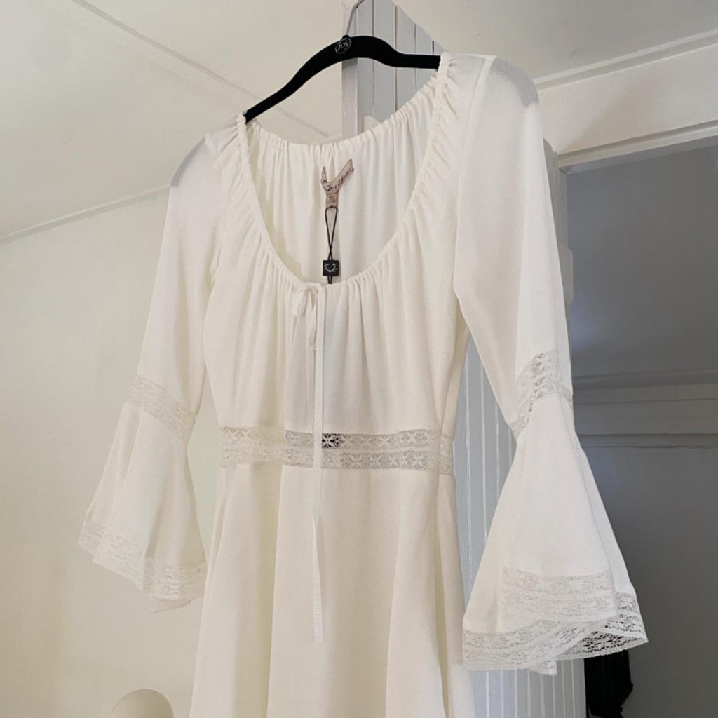 For Love & Lemons Angelina Lace Trim Mini Dress in Ivory NWT Size XS
