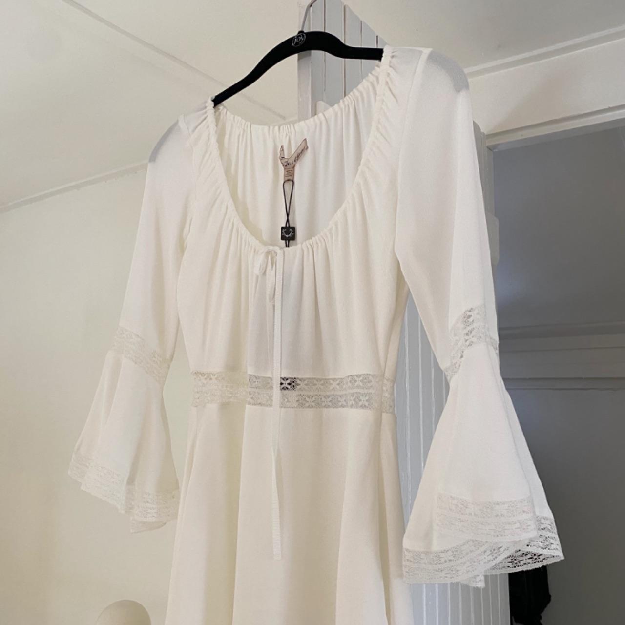 For Love & Lemons Angelina Lace Trim Mini Dress in Ivory NWT Size XS