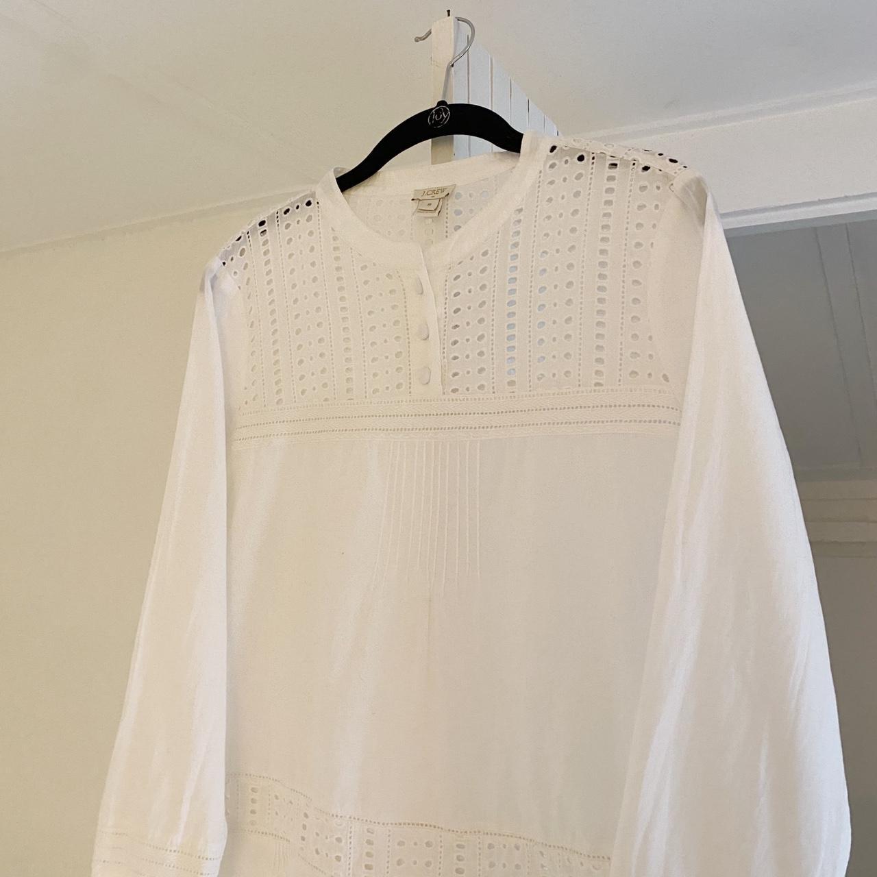 J. Crew Long Sleeve Eyelet Popover Shirt Size 8