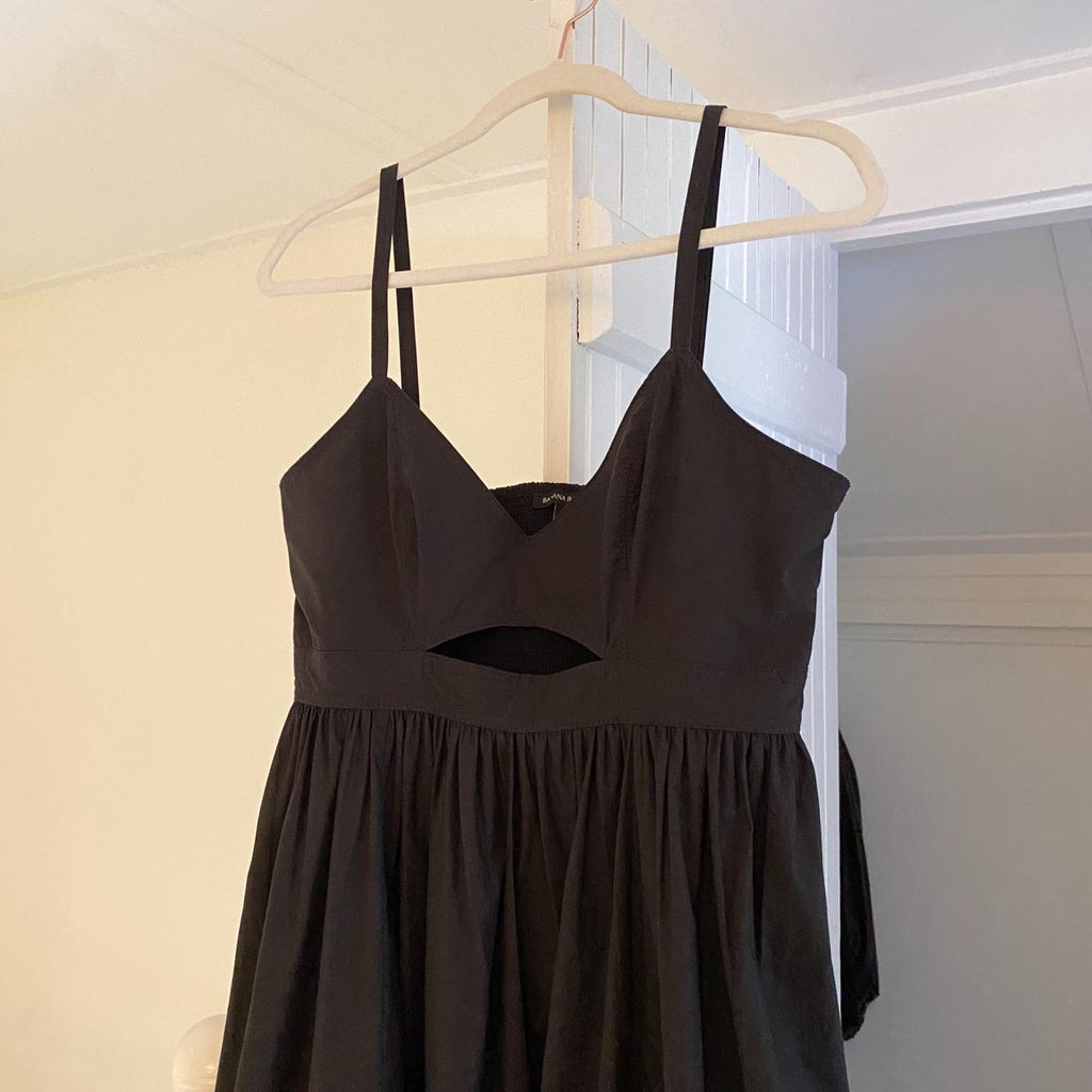 Banana Republic Isa Cotton Poplin Midi Dress in BR Black Size 8