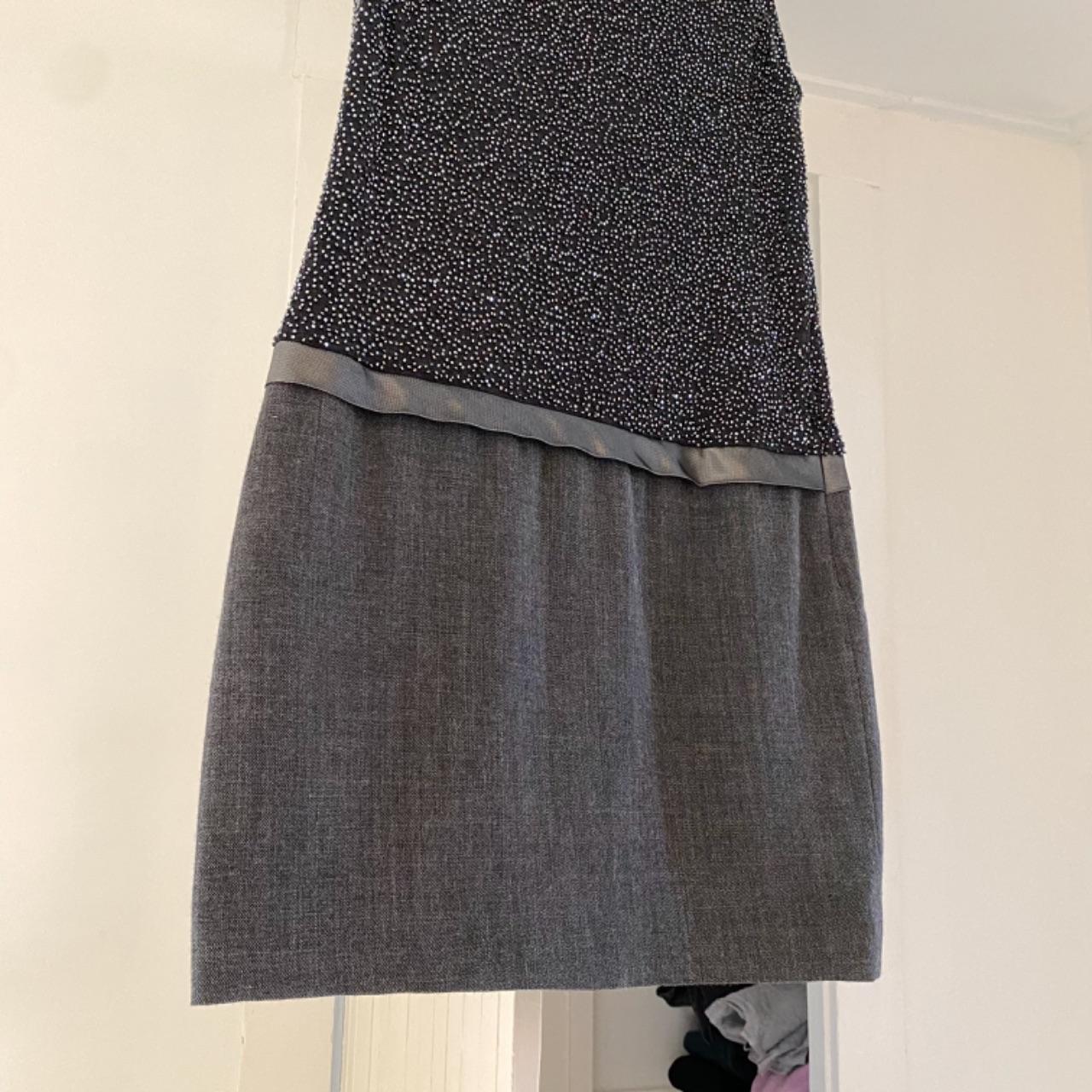 Linda Allard Ellen Tracy Vintage 90s Wool Beaded Drop Waist Mini Dress Size 2