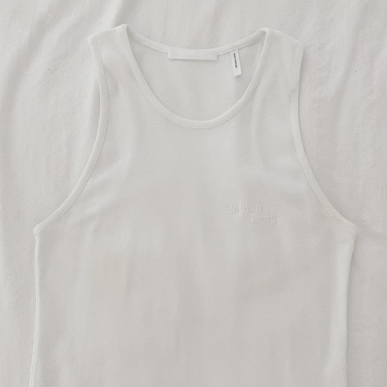 Helmut Lang Stacked Logo Tank Top in Chalk White Size S