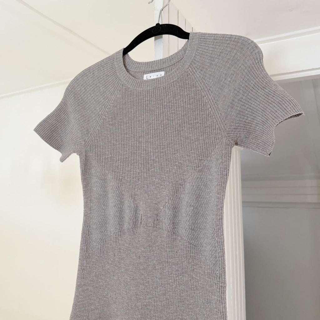 Leith Metallic Ribbed Knit Mini Dress Size S