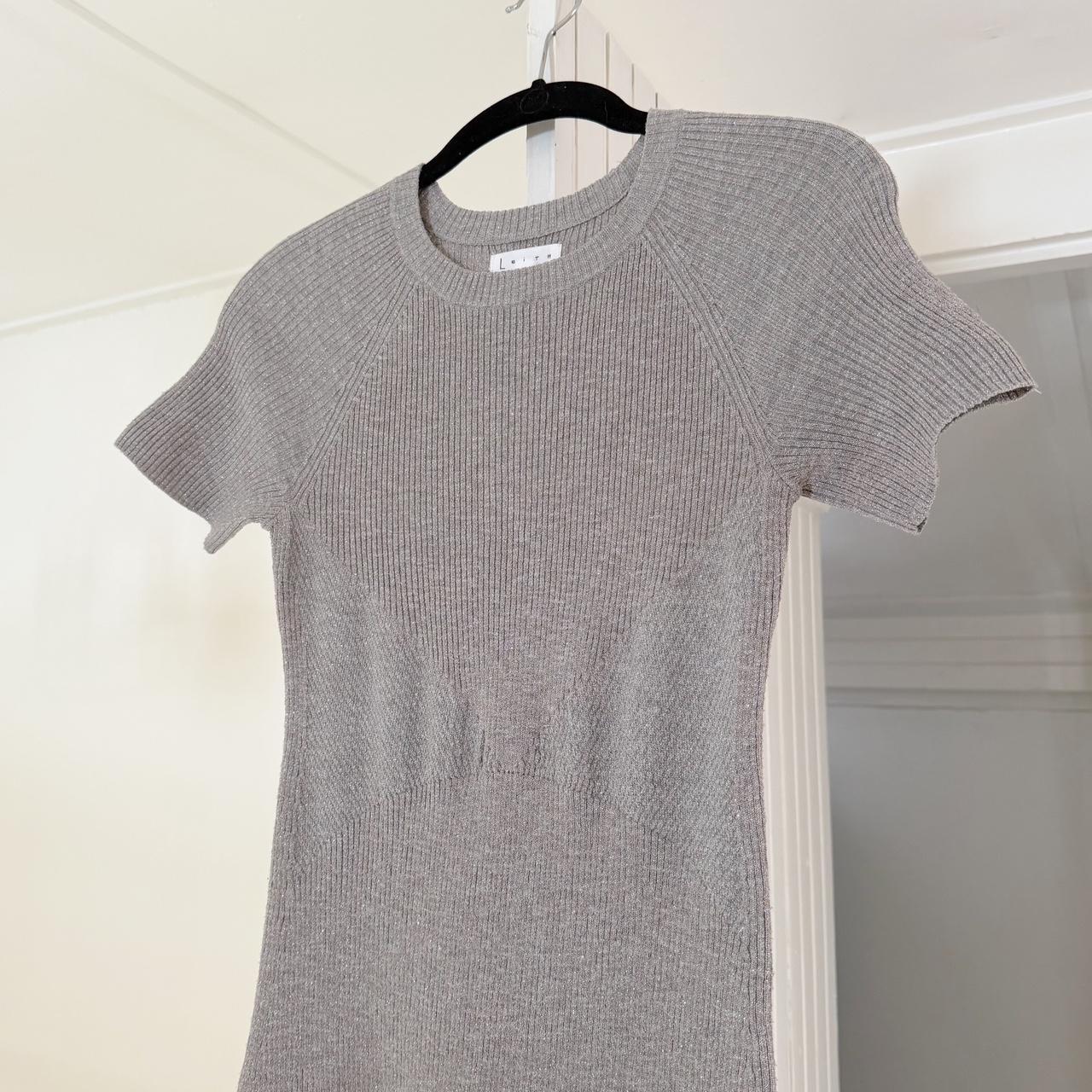 Leith Metallic Ribbed Knit Mini Dress Size S