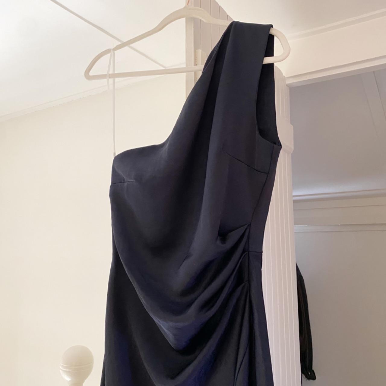 Bec + Bridge The Dreamer Satin Asymmetric One Shoulder Maxi Dress in Ink Size 12