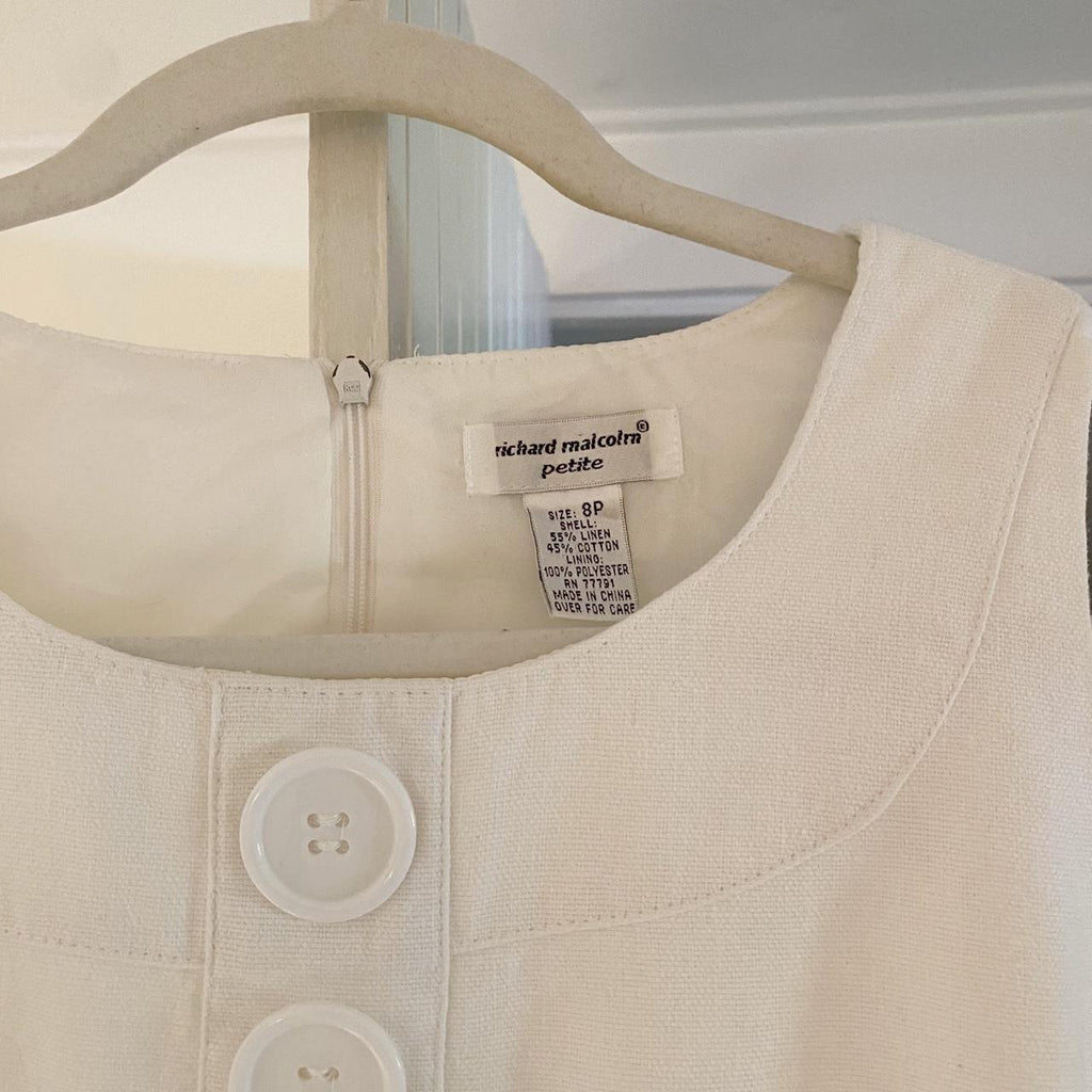 Richard Malcolm Vintage 90s Linen Mini Sheath Dress Size 8P