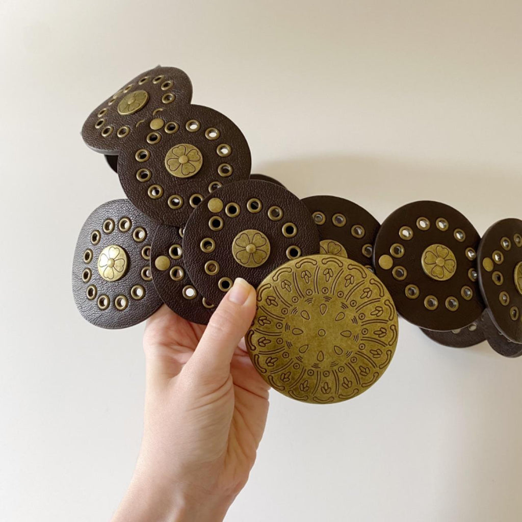 Leather Low Rise Wide Grommet Belt One Size