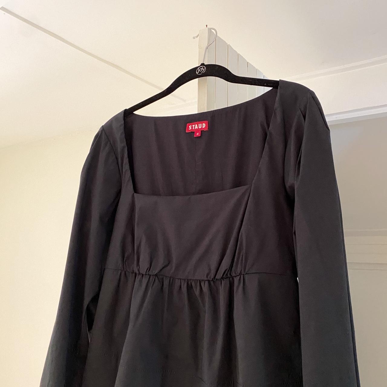 Staud Peggy Poplin Babydoll Top in Black Size M
