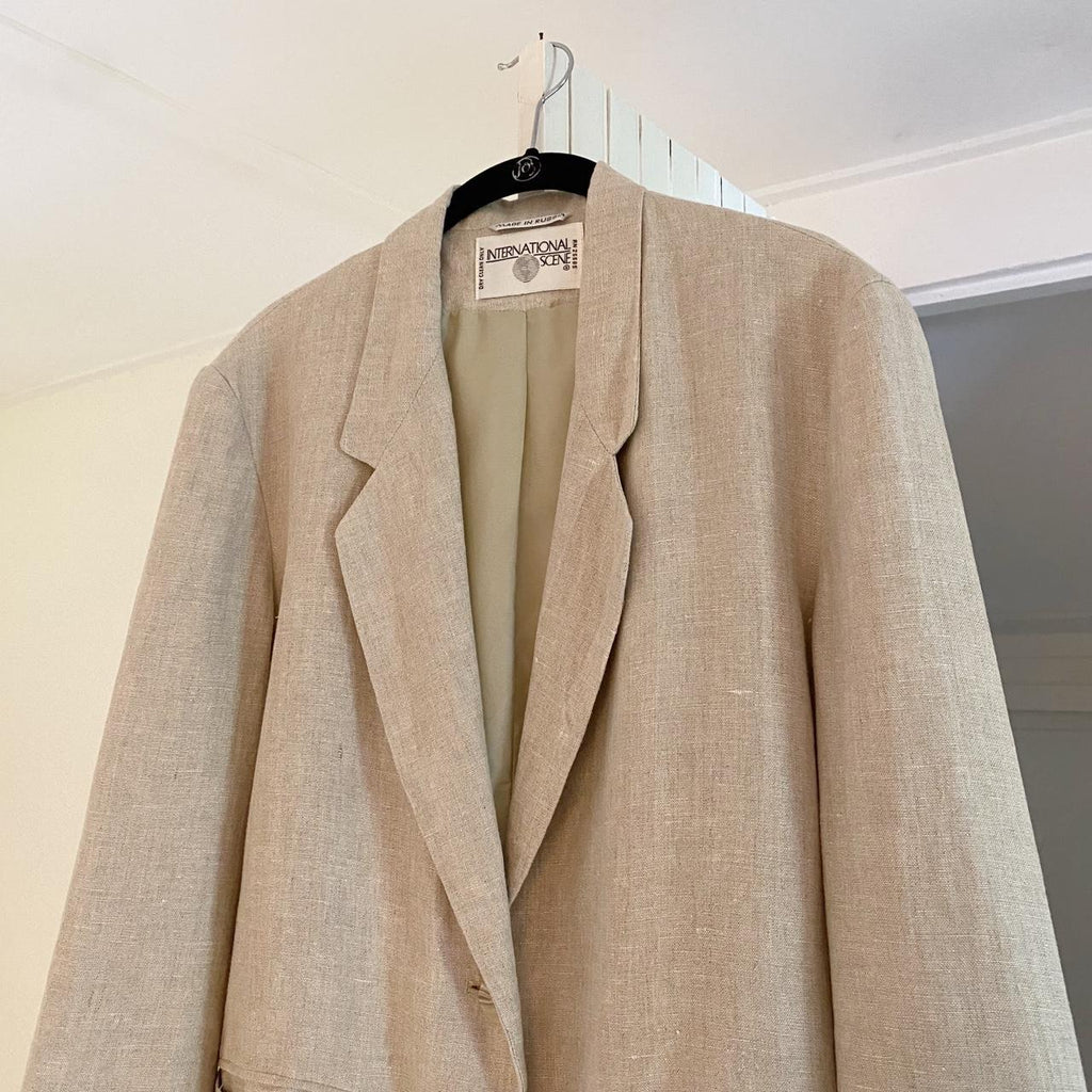 International Scene Vintage 90s Linen Blazer Jacket Size 7/8