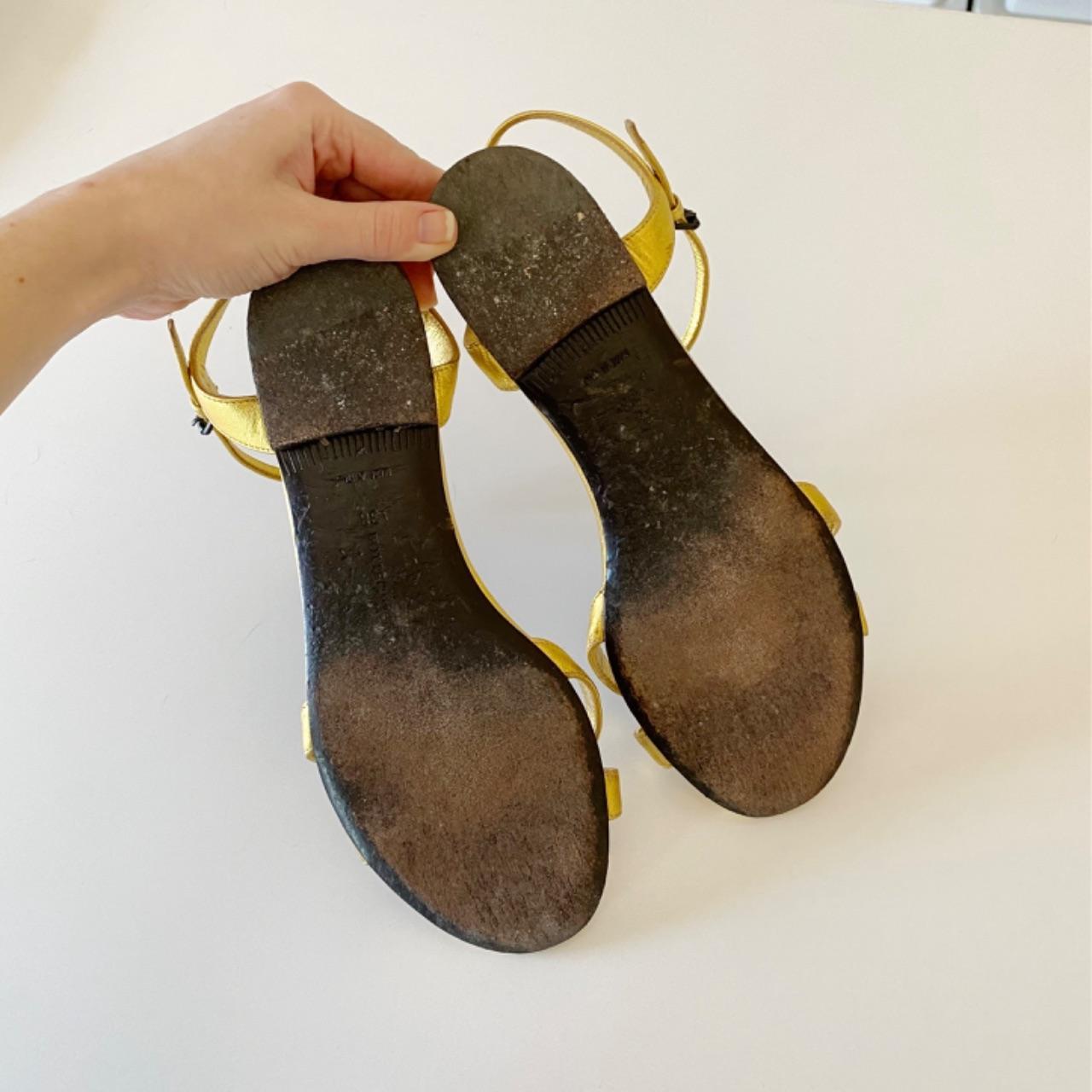 Bottega Veneta Gold Leather Sandals Size 38