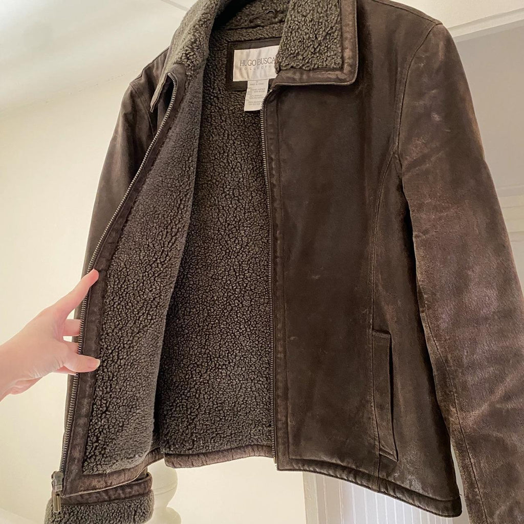 Hugo Buscati Collection Vintage 90s Shearling Leather Jacket Size S
